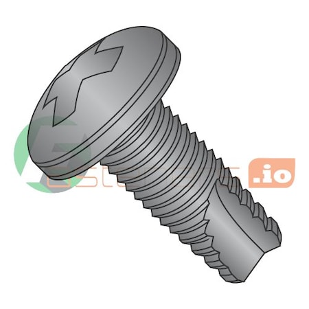 Newport Fasteners Thread Cutting Screw, #6-32 x 1/4 in, Black Zinc Plated Steel Pan Head Phillips Drive, 10000 PK 971434
